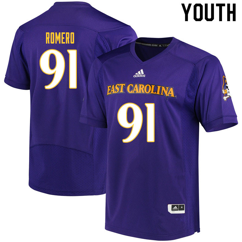 Youth #91 Jason Romero ECU Pirates College Football Jerseys Sale-Purple